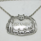 Sterling Silver Hunting Interest Fox Mask Brandy Decanter Label Vintage 1971 London