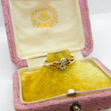 18ct Yellow Gold & 0.2ct Diamond Crossover Ring Antique c1920 Art Deco