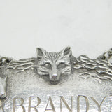 Sterling Silver Hunting Interest Fox Mask Brandy Decanter Label Vintage 1971 London