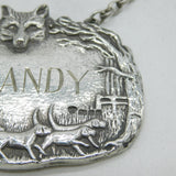 Sterling Silver Hunting Interest Fox Mask Brandy Decanter Label Vintage 1971 London
