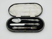 William IV Boxed Sterling Silver Chritening Cutlery Set Antique 1835 Birmingham
