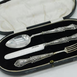 William IV Boxed Sterling Silver Chritening Cutlery Set Antique 1835 Birmingham
