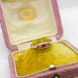 Victorian 18ct Rose Gold, Ruby & Diamond Boat Ring 1885 Birmingham Antique AF