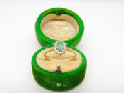 9ct Yellow Gold, Emerald & Diamond Floral Cluster Ring Vintage 1970 London
