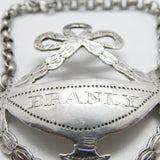 Georgian Sterling Silver Wreath & Urn Pattern 'Brandy' Decanter Label c1790
