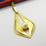 Edwardian 9ct Yellow Gold & Pearl Set Lavalier Drop Pendant 1910 Birmingham