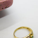 9ct Yellow Gold Baguette Cut Colombian Emerald & Diamond Band Ring Vintage