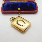 Victorian 9ct Gold Back & Front Good Luck Horseshoe Locket Antique c1880