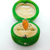 9ct Yellow Gold & Baltic Amber Band Ring Vintage c1970