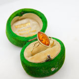 9ct Yellow Gold & Baltic Amber Band Ring Vintage c1970