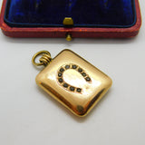 Victorian 9ct Gold Back & Front Good Luck Horseshoe Locket Antique c1880