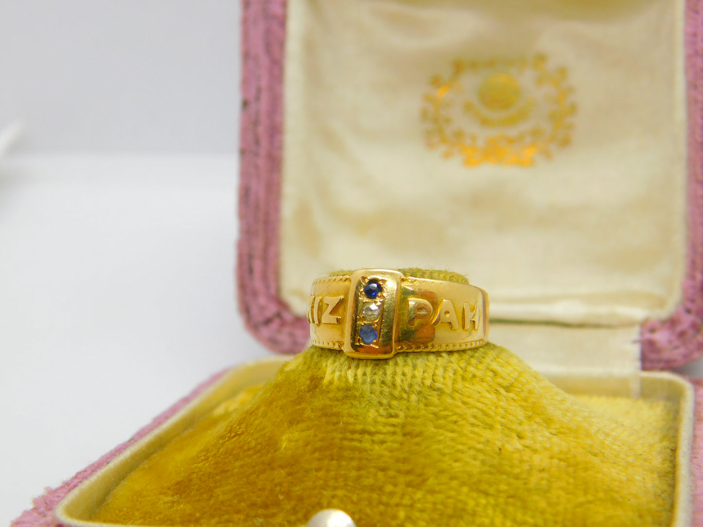 Victorian 18ct Yellow Gold, Diamond Mizpah Sweetheart Ring 1893 Birmingham