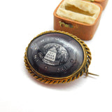 Victorian Gilt Metal & Porcelain 'In Memory of My Dear Friend' Mourning Brooch
