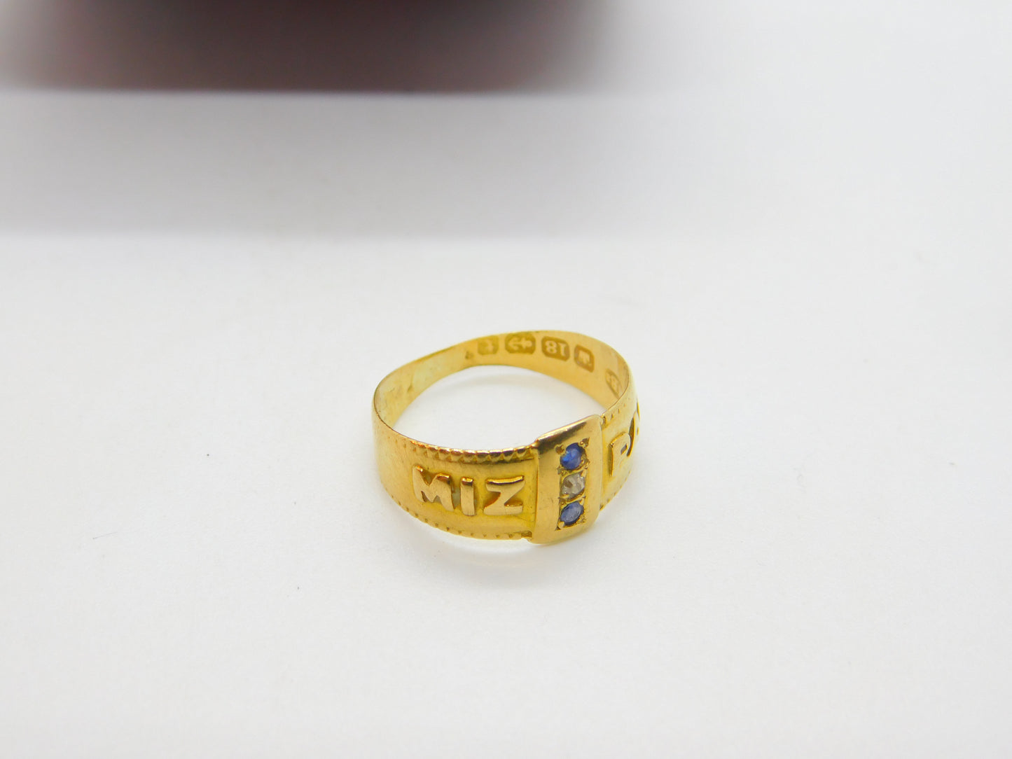 Victorian 18ct Yellow Gold, Diamond Mizpah Sweetheart Ring 1893 Birmingham