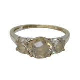 9ct White Gold Three-Stone Spinel Set Dress Ring Vintage c1980 Sheffield