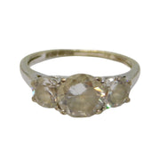 9ct White Gold Three-Stone Spinel Set Dress Ring Vintage c1980 Sheffield