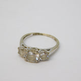9ct White Gold Three-Stone Spinel Set Dress Ring Vintage c1980 Sheffield