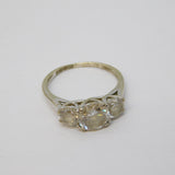 9ct White Gold Three-Stone Spinel Set Dress Ring Vintage c1980 Sheffield