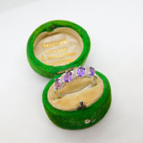 9ct White Gold, Amethyst & Diamond Four-Stone Ring Vintage c1990 Birmingham