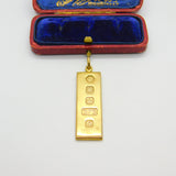 9ct Yellow Gold 1/2 ozt Bullion Bar Ingot Pendant Vintage 1977 Sheffield
