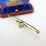 9ct Yellow Gold & Royal Blue Topaz Set Bar Brooch Antique c1920 Art Deco