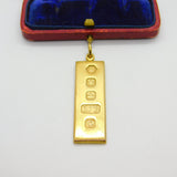 9ct Yellow Gold 1/2 ozt Bullion Bar Ingot Pendant Vintage 1977 Sheffield