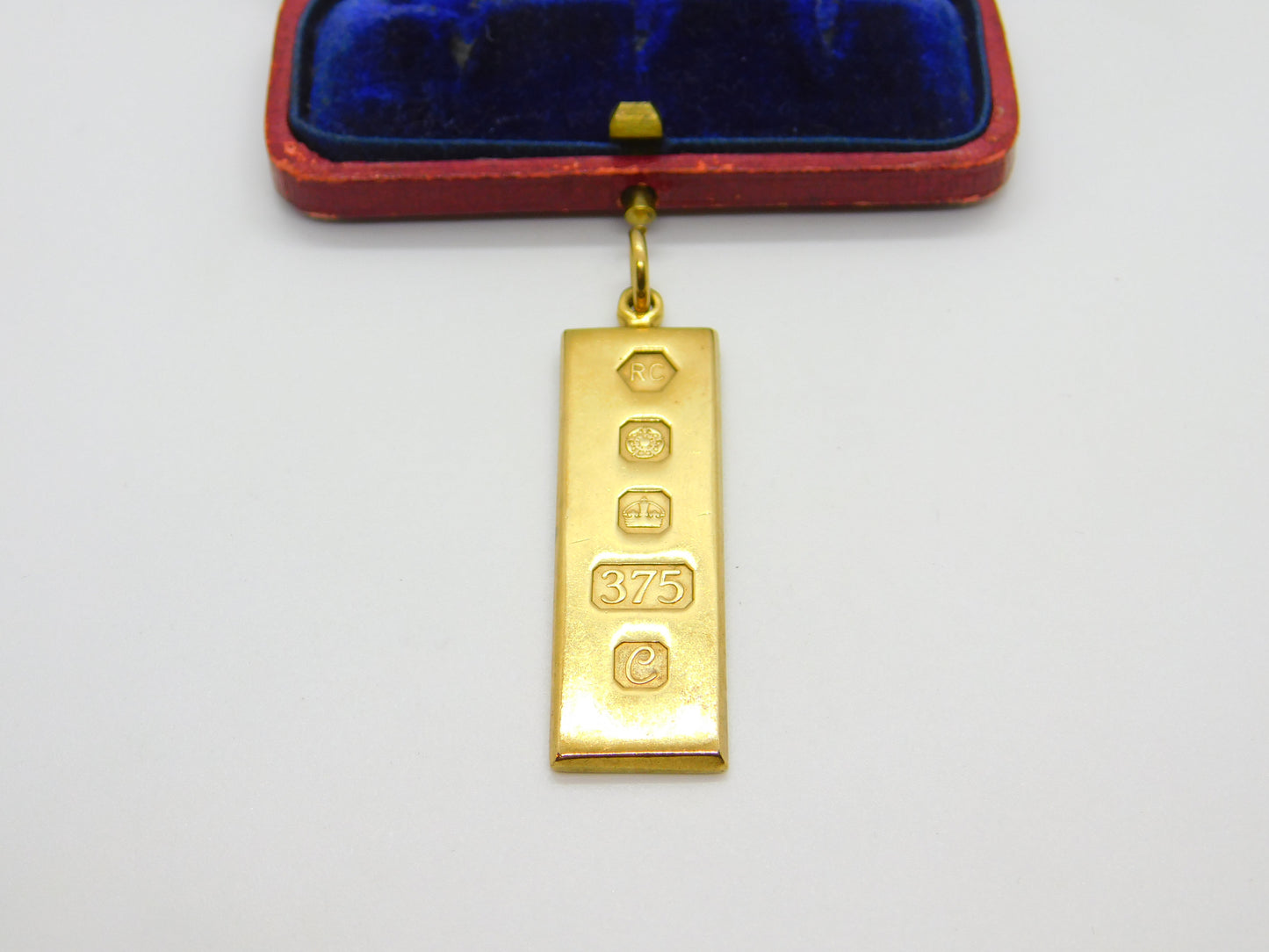 9ct Yellow Gold 1/2 ozt Bullion Bar Ingot Pendant Vintage 1977 Sheffield