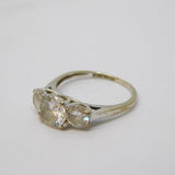9ct White Gold Three-Stone Spinel Set Dress Ring Vintage c1980 Sheffield