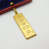 9ct Yellow Gold 1/2 ozt Bullion Bar Ingot Pendant Vintage 1977 Sheffield