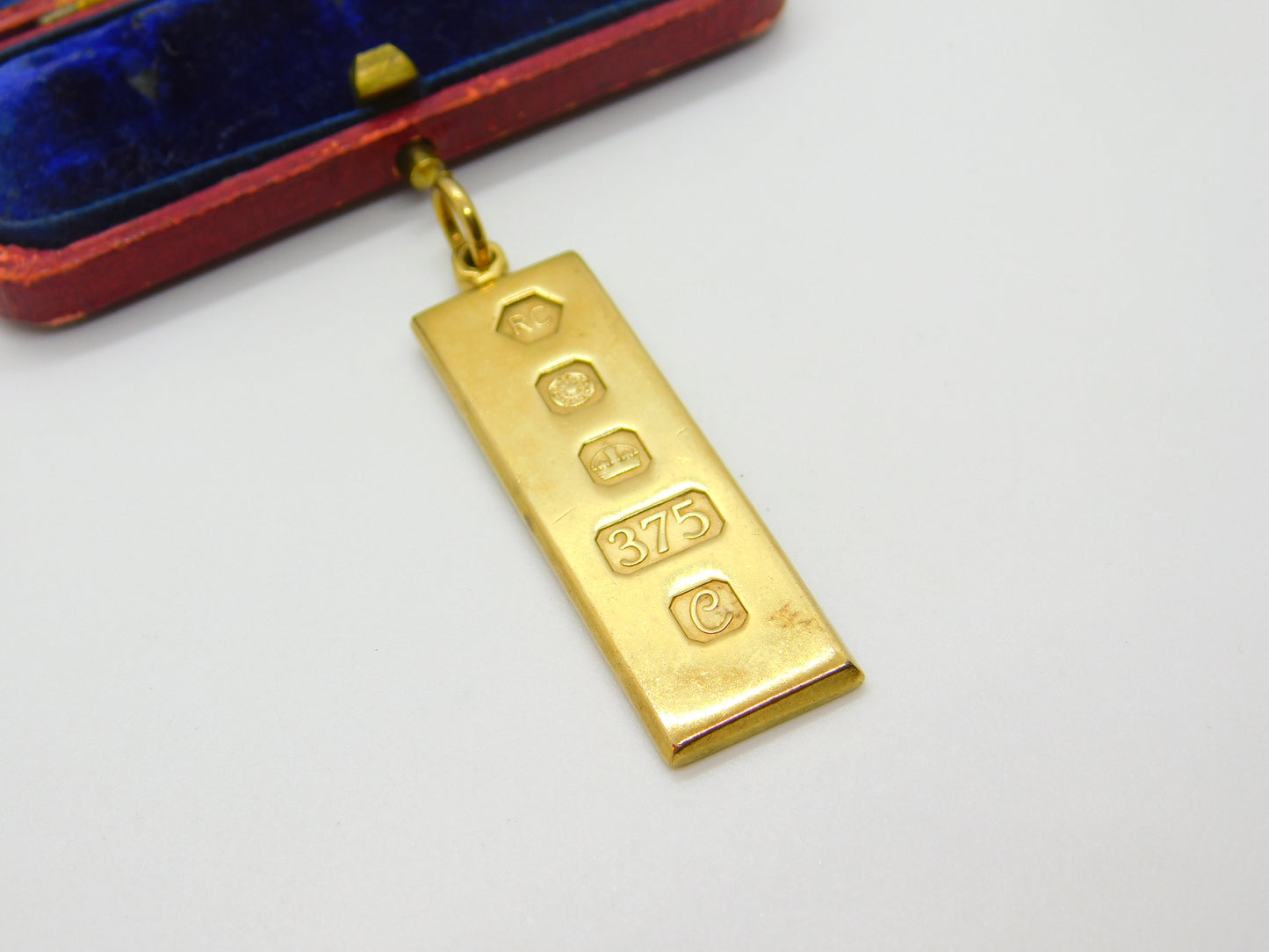 9ct Yellow Gold 1/2 ozt Bullion Bar Ingot Pendant Vintage 1977 Sheffield