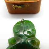 New Zealand Maori Carved Nephrite Jade Tiki Charm Pendant c1920 Antique
