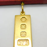 9ct Yellow Gold 1/2 ozt Bullion Bar Ingot Pendant Vintage 1977 Sheffield