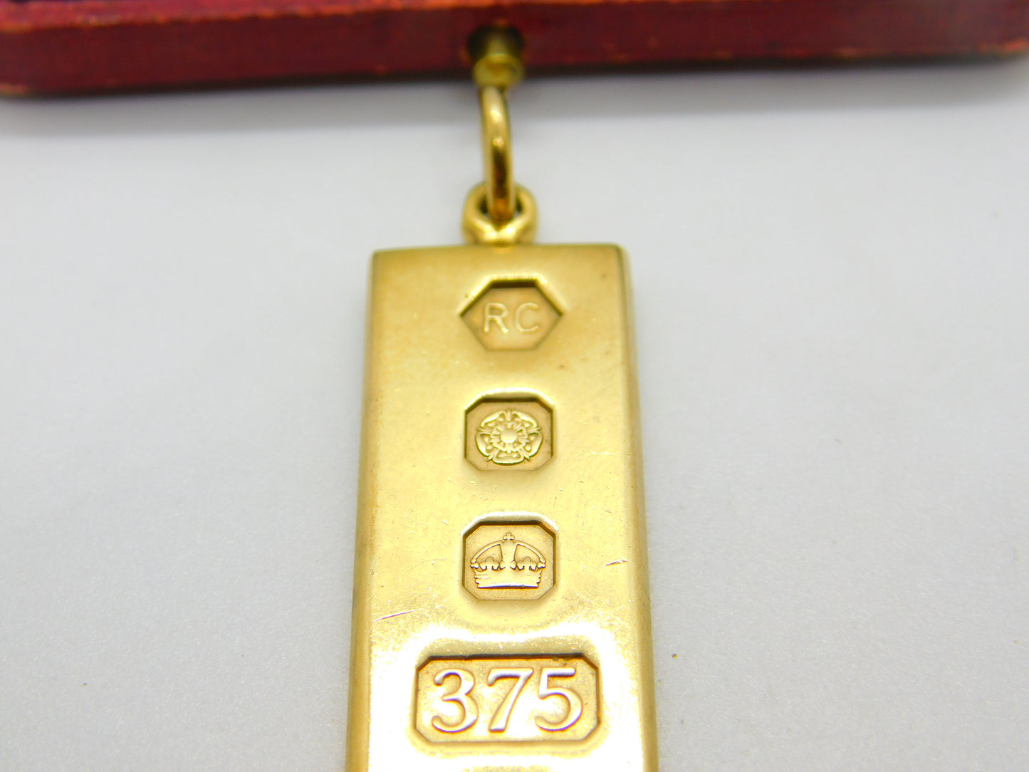 9ct Yellow Gold 1/2 ozt Bullion Bar Ingot Pendant Vintage 1977 Sheffield