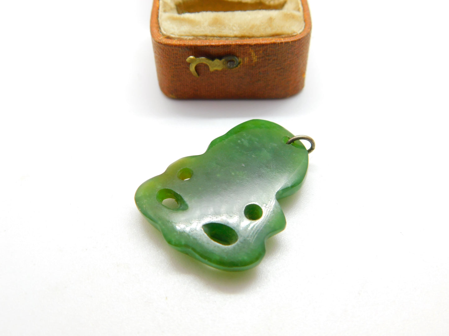 New Zealand Maori Carved Nephrite Jade Tiki Charm Pendant c1920 Antique