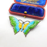 Scandinavian Sterling Silver Colourful Enamel Butterfly Brooch c1930 Antique