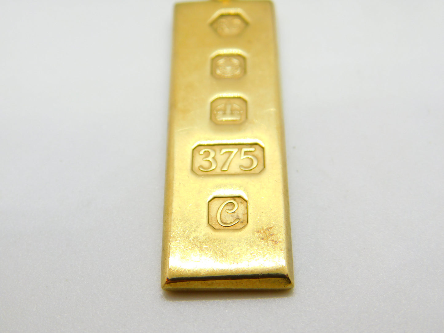 9ct Yellow Gold 1/2 ozt Bullion Bar Ingot Pendant Vintage 1977 Sheffield