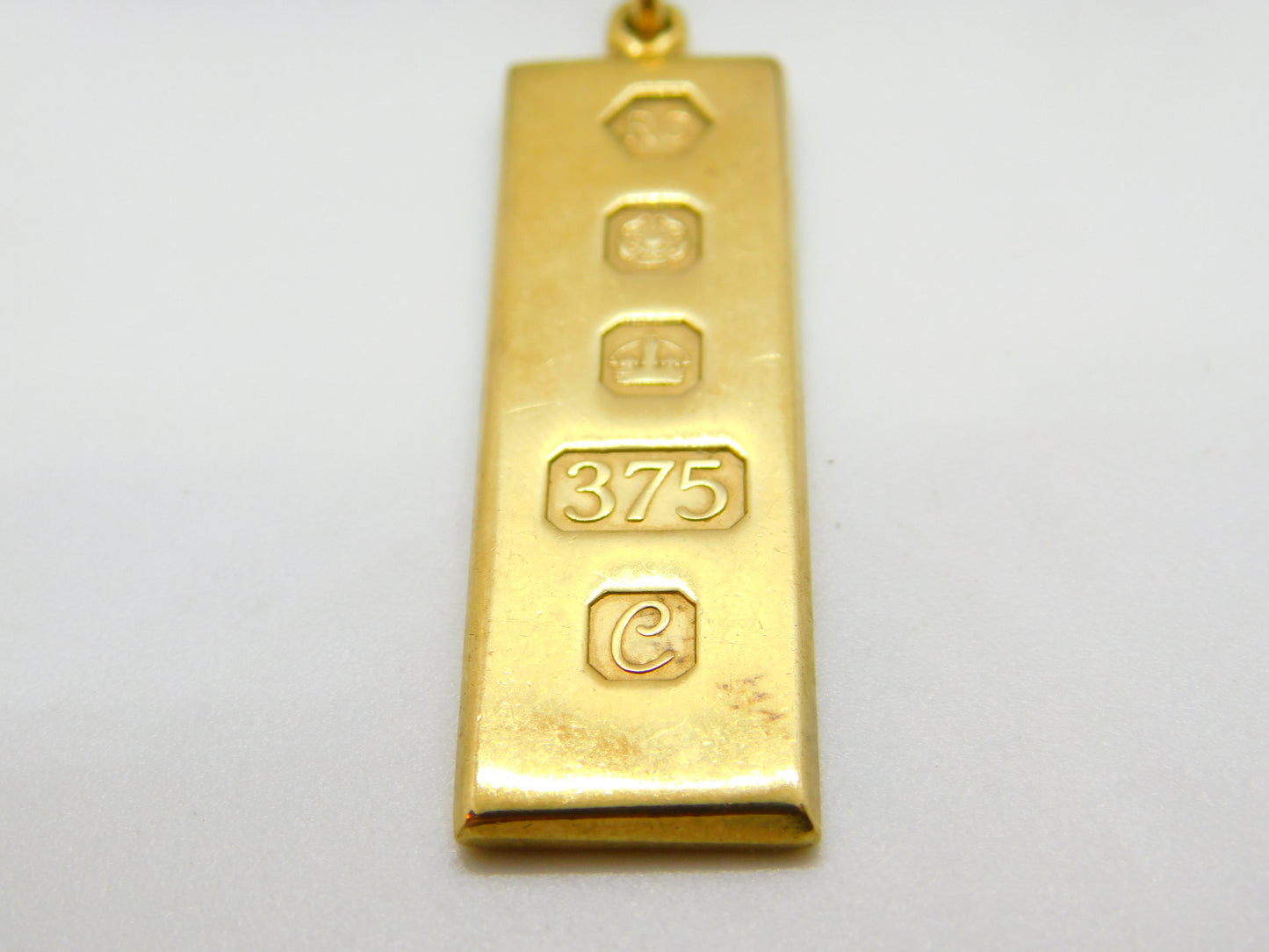 9ct Yellow Gold 1/2 ozt Bullion Bar Ingot Pendant Vintage 1977 Sheffield