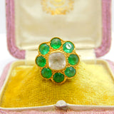 Victorian 22ct Yellow Gold, Green-White Paste Set Cluster Ring Indian c1890