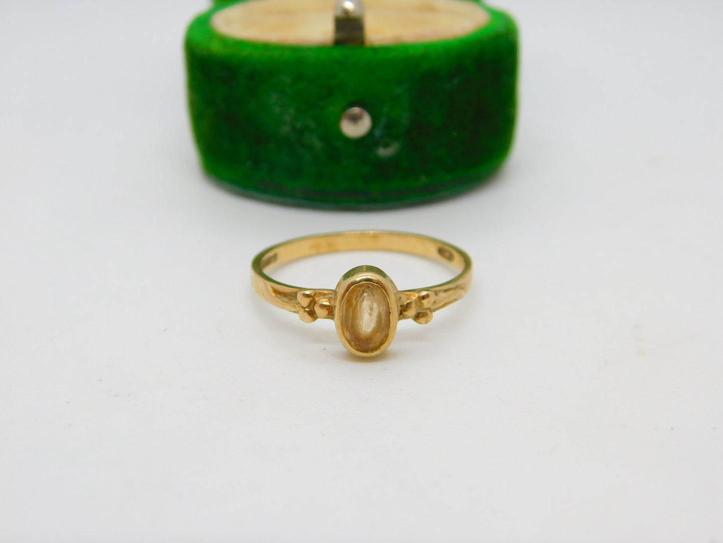 9ct Yellow Gold & Citrine Set Solitaire Ring Vintage 1990 London