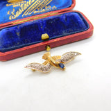 9ct Yellow Gold, Sapphire & Bird Bird in Flight Brooch 1990 London Vintage