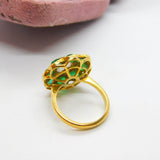 Victorian 22ct Yellow Gold, Green-White Paste Set Cluster Ring Indian c1890