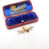 9ct Yellow Gold, Sapphire & Bird Bird in Flight Brooch 1990 London Vintage