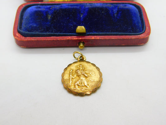 Georg Jensen 9ct Yellow Gold St. Christopher Pendant with Travel Reverse 1963