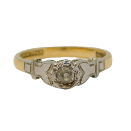 Victorian 18ct Yellow Gold & 0.2ct Diamond Solitaire Ring Antique c1890