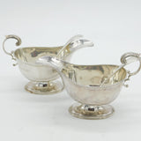 Pair of Sterling Silver Pedestal Sauce Boats & Ladles Vintage 1984 Birmingham