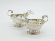 Pair of Sterling Silver Pedestal Sauce Boats & Ladles Vintage 1984 Birmingham