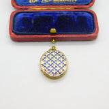 Victorian 9ct Gold Back & Front Sweetheart Locket with Blue Enamel c1880 Antique
