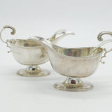 Pair of Sterling Silver Pedestal Sauce Boats & Ladles Vintage 1984 Birmingham