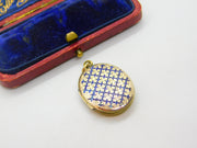 Victorian 9ct Gold Back & Front Sweetheart Locket with Blue Enamel c1880 Antique