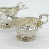 Pair of Sterling Silver Pedestal Sauce Boats & Ladles Vintage 1984 Birmingham